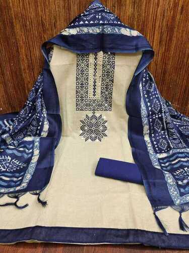 Chaitali Blue Khadi Cotton Dress Material