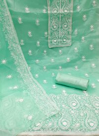 Krupali Green Organza Dress Material