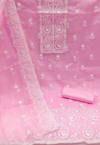 Krupali Pink Organza Dress Material