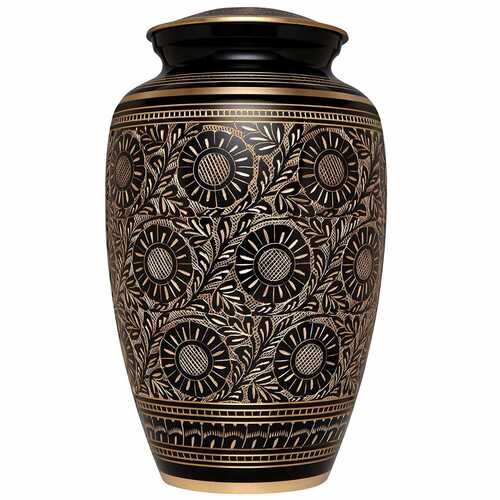 BLACK ENGRAVED BRASS URN