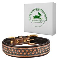 SPARROW DAUGHTER LEATHER DOG COLLAR MADE BY HAND TOOLING DESIGN