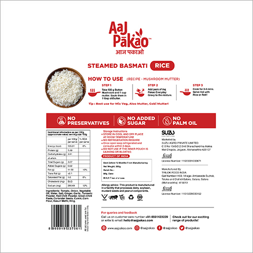 Steamed Basmati Rice Packaging: Bag