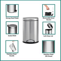Sintage Stainless Steel Pedal Dustbin 8x12