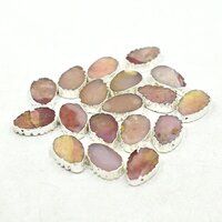 Pink Opal Gemstone Gold Electroplated Pear Shape Slices Pendant