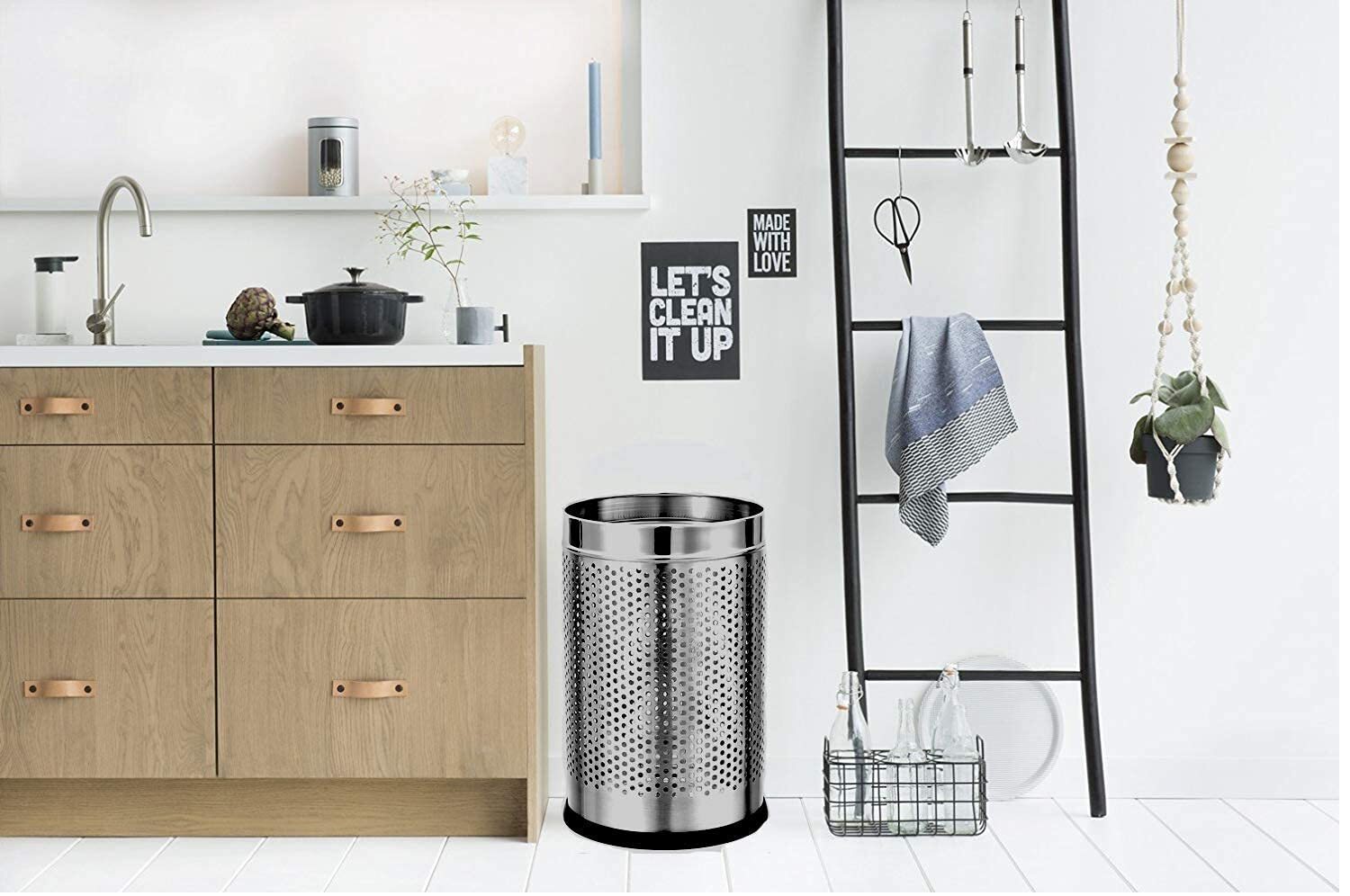 Sintage Perforated Stainless Steel Dustbin 8x12