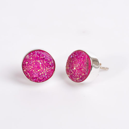 Titanium Druzy Gemstone 925 Sterling Silver Stud Earrings Women Fashion Stud Earrings  Supplier