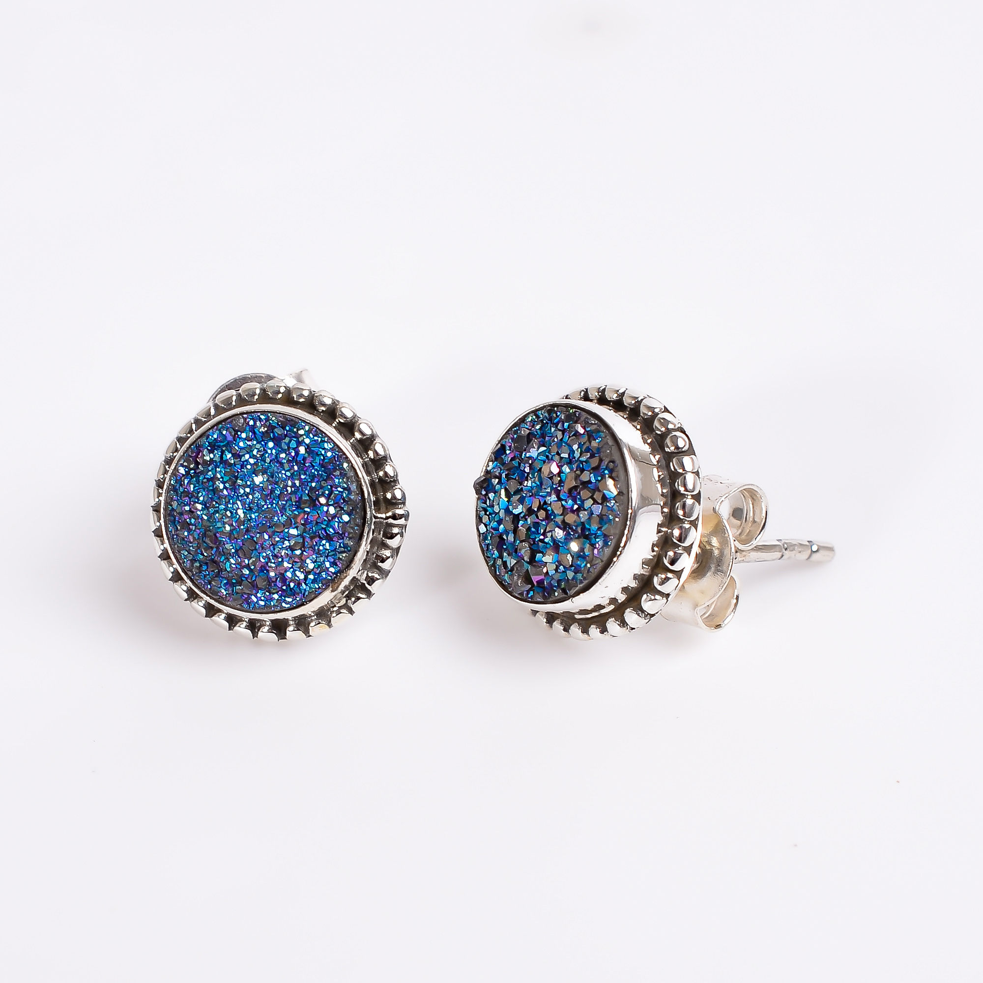 Titanium Druzy Gemstone 925 Sterling Silver Stud Earrings Women Fashion Stud Earrings  Supplier