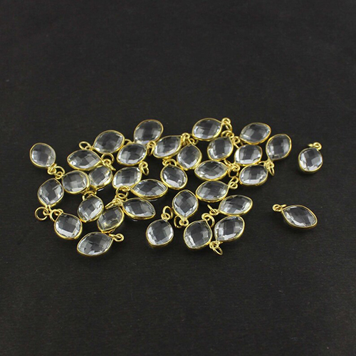 Crystal Quartz Gemstone Gold Vermeil Marquise Shape 9x12mm Pendant