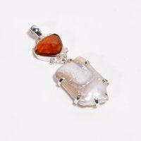 Rose Cut Citrine Baroque Pearl Gemstone 925 Sterling Silver Pendant Women fashion pendant supplier