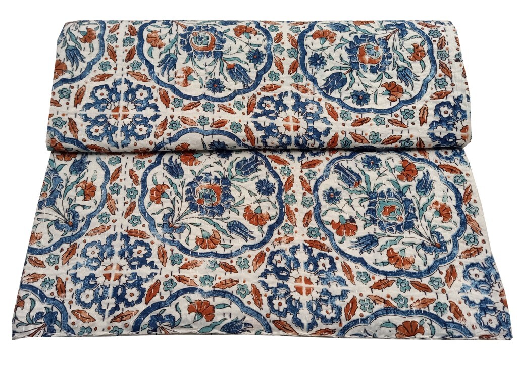 Cotton Kantha Quilt Bedspred