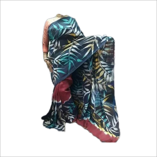 Multicolor Ladies Batik Print Cotton Saree