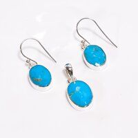 Arizona Turquoise Gemstone 925 Sterling Silver Jewelry Set Girls fashion Jewelry set Supplier