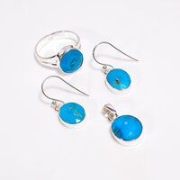 Arizona Turquoise Gemstone 925 Sterling Silver Jewelry Set Girls fashion Jewelry set Supplier