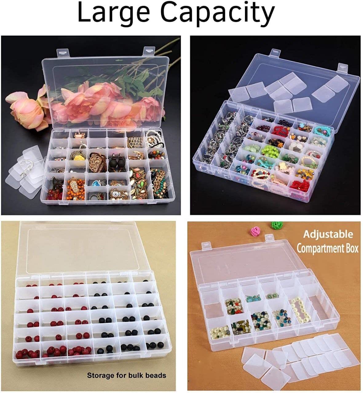 36 Grid Multipurpose Jewelry Organiser Box with Adjustable Dividers