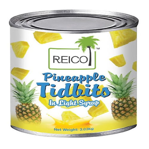 3.03kg Reico Canned Pineapple Tidbits - 3.03kg, Canned | Pineapple Flavor, Pineapple Juice, Sugar, Water