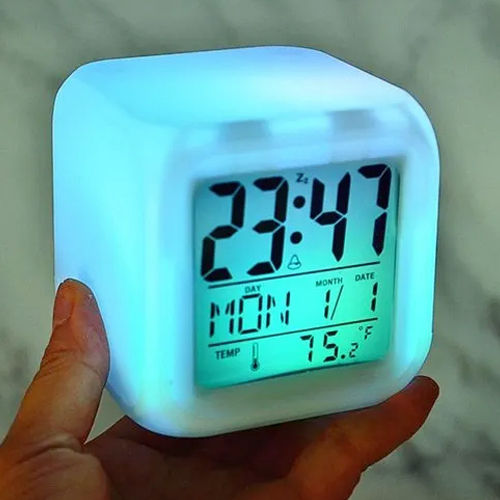 White 2519 Abs Digital Led Color Changing Clock