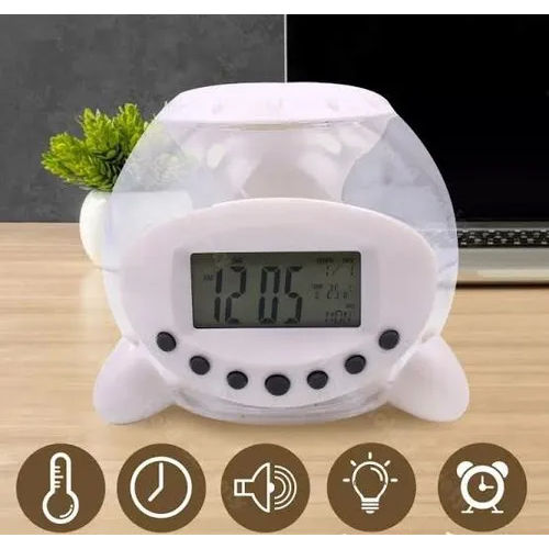 White 809 14X13X11Cm Alarm Clock With Sound Of Nature And Night Light