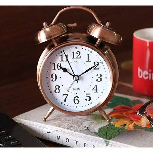 Quartz 20X10X20Cm Copper Bell Alarm Clock