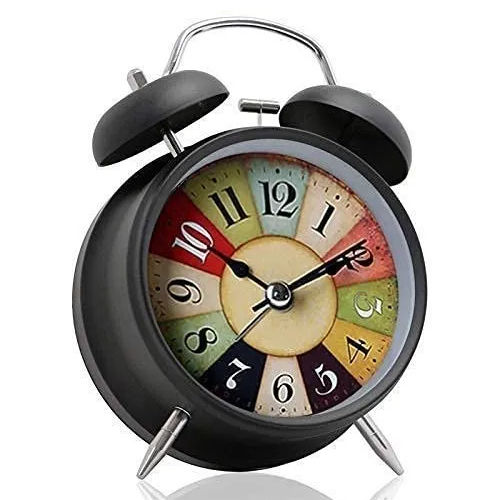 10x5x5 Inch Small Black Metal Alarm Clock