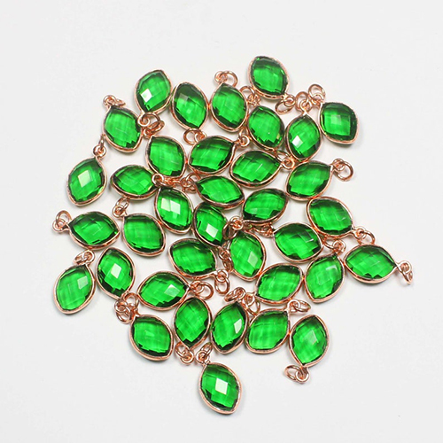 Emerald Quartz Gemstone Gold Vermeil Marquise Shape 9x12mm Pendant