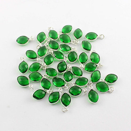 Emerald Quartz Gemstone Gold Vermeil Marquise Shape 9x12mm Pendant