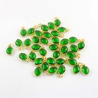 Emerald Quartz Gemstone Gold Vermeil Marquise Shape 9x12mm Pendant