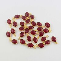 Charms Garnet Quartz Gemstone Gold Vermeil Marquise Shape 9x12mm Pendant