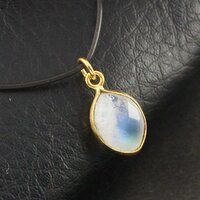 Rainbow Moonstone Gemstone Gold Vermeil Marquise Shape 9x12mm Pendant