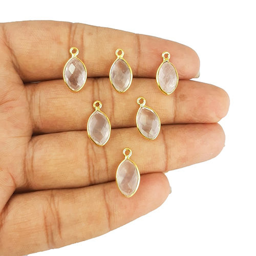 Rose Quartz Gemstone Gold Vermeil Marquise Shape 9x12mm Pendant