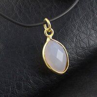 Rose Quartz Gemstone Gold Vermeil Marquise Shape 9x12mm Pendant