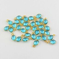 Swiss Blue Topaz Quartz Gemstone Gold Vermeil Marquise Shape 9x12mm Pendant