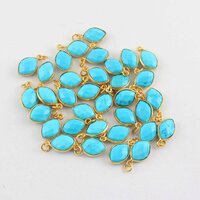 Turquoise Gemstone Gold Vermeil Marquise Shape 9x12mm Pendant