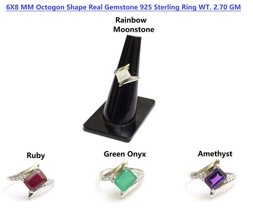 925 Sterling Silver Multi Gemstone CZ Ring