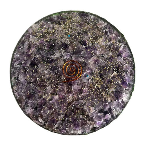 Orgone Seven Chakra Plate Amethyst Chips Natural Gemstone Round Charging Plates