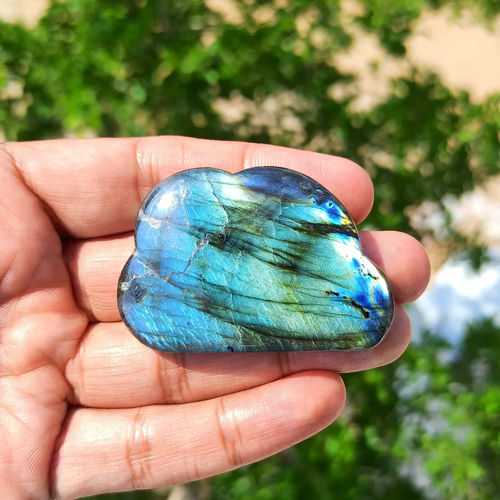 Natural Gemstone Labradorite Carved Clouds Crystal Cloud