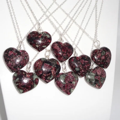 Gemstone Natural Eudialyte Crystal Heart Shaped Love Pendant