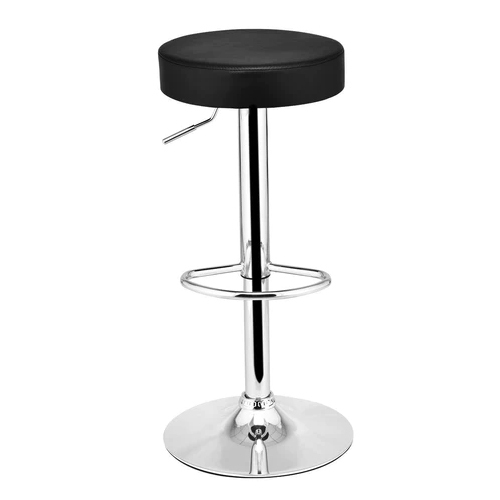 Essilor PU 360 Degree Height Adjustable Bar Stool - Leatherette, 14x14x32 Inch | Durable, Easy to Clean, Lightweight, Modern Black-Silver Design