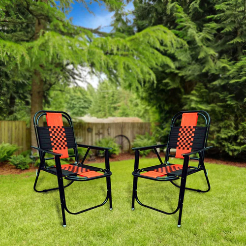 Machine Made Stripe Black Folding Chair