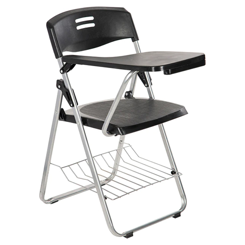 Erizo Folding Writing Pad Chair - 16x16x32 Inch, Black-Silver | Durable, Lightweight, Easy to Clean, Outdoor Use, 1-Year Warranty
