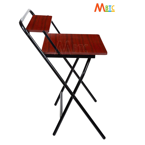 Foldable Work Laptop And Study Table - Wood & Iron, 32x25x37 Inch | Brown-black Color, Durable, Lightweight, Easy To Clean, Easy To Install, 1-year Warranty