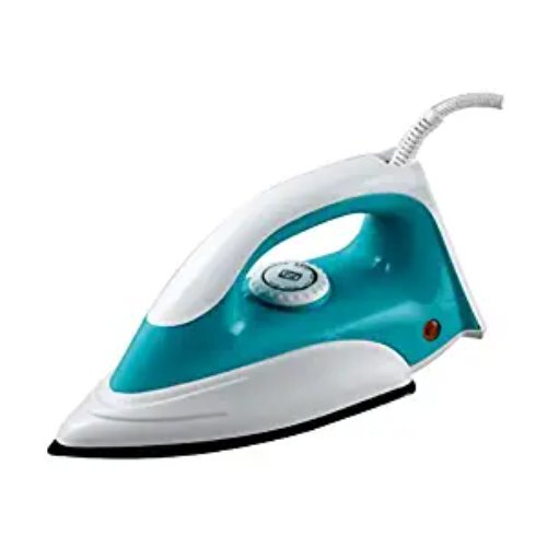 1000 Watts Dry Iron - Plastic & Metal | Non-Stick Soleplate, 360-Degree Swivel Cord, Power Indicator, Overheat Protection, Even Heating