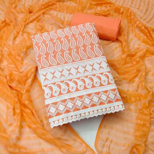 Binita Orange Rayon Dress Material