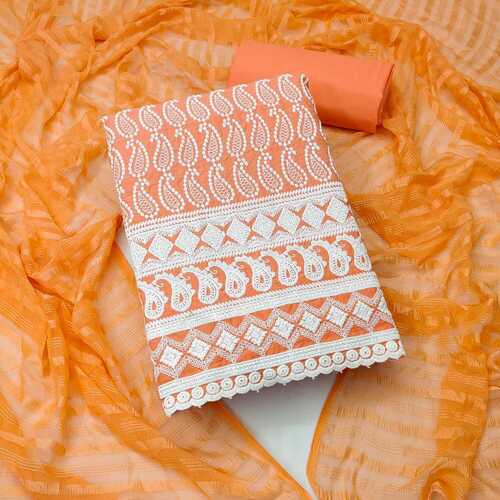 Binita Orange Rayon Dress Material