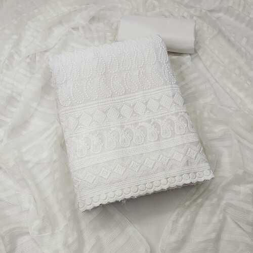 Binita White Rayon Dress Material