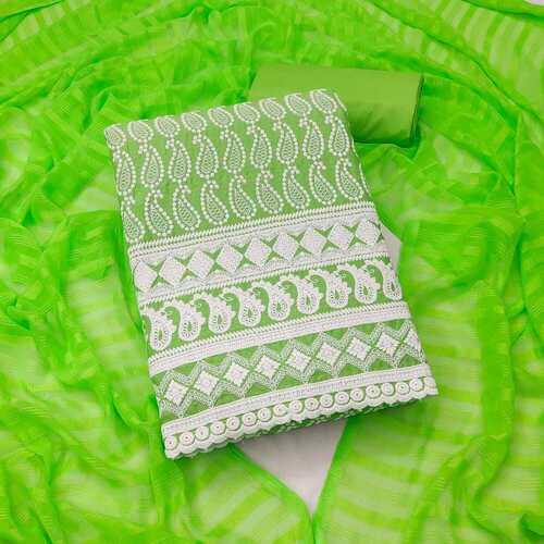 Binita Green Rayon Dress Material