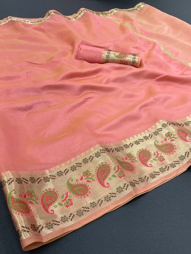 Dhuti Pink Organza Silk Saree