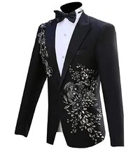 Mens Tuxedo One Button Stage Clothes Sequin Glitter Blazer Jacket
