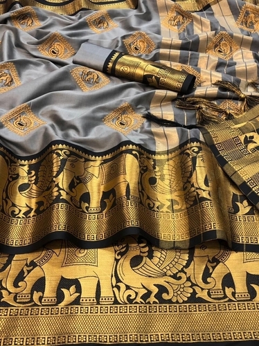 Dipti Grey Cotton Silk Saree