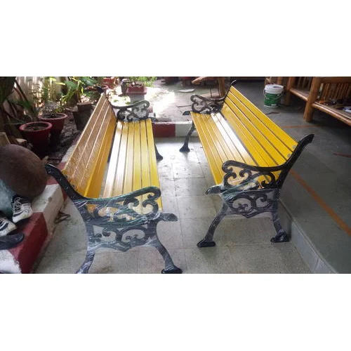 Yellow Cast Iron Garden Bench