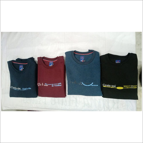 Multicolor Round Neck Fleece T Shirt